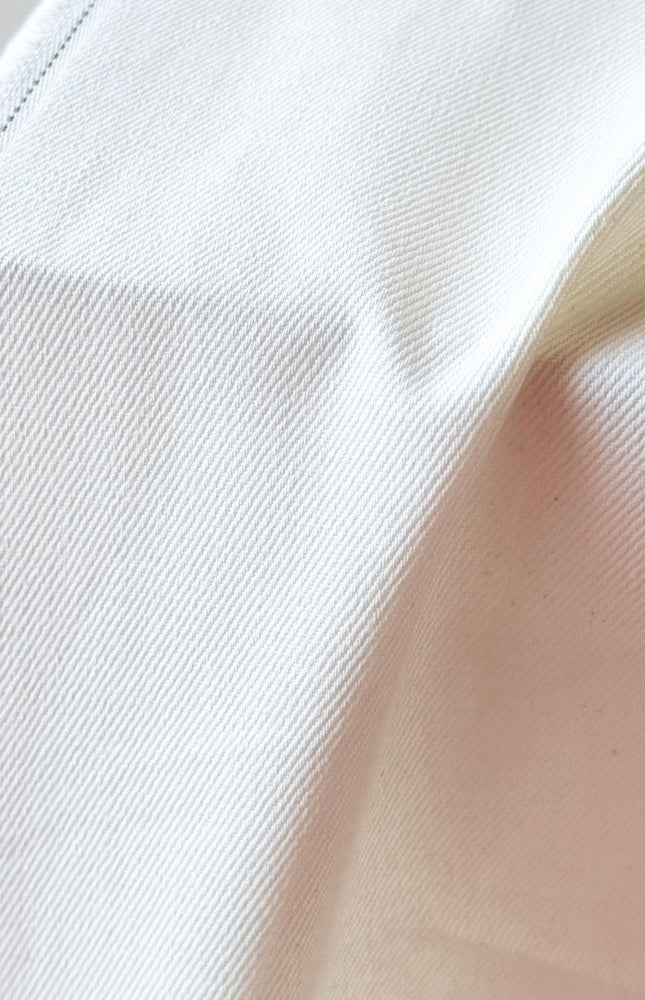 Stone-washed White Organic Cotton Denim Fabric by the yard, 58 inches wide, 271 GSM