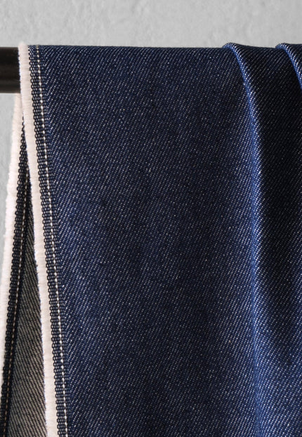 Selvedge Denim Fabric — Washed Indigo, 56" Wide, 14.5 oz (≈ 370 GSM)