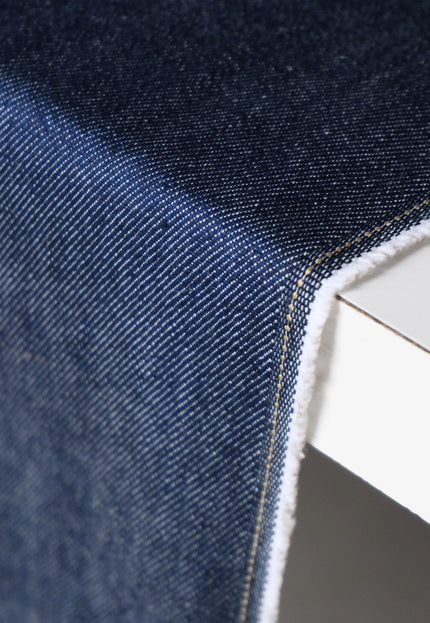 Selvedge Denim Fabric — Washed Indigo, 56" Wide, 14.5 oz (≈ 370 GSM)
