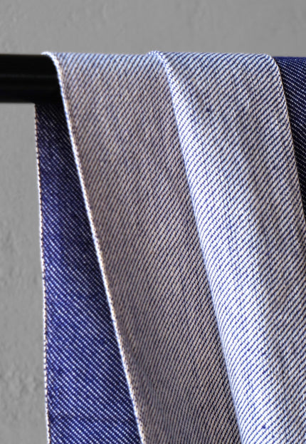 Handwoven Naturally Dyed Denim Fabric | Natural Indigo & Terracotta | 44" Wide | 230 GSM