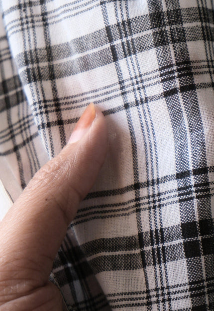Black & White Checkered Bengal Cotton Fabric | 44" Wide | 90 GSM