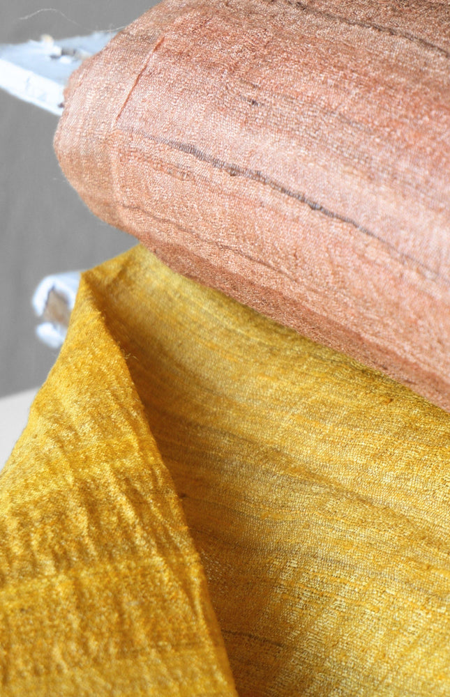 Handwoven Naturally Dyed Tussar Silk Paper-Finish Fabric | Starched Silk | 130 GSM | 44” Wide