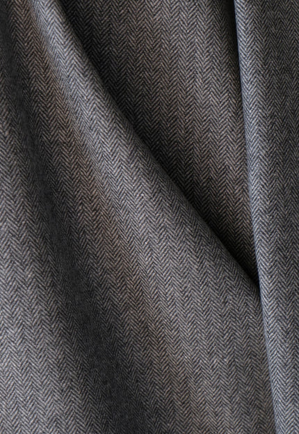 Yak Wool Herringbone Tweed Fabric, 58" Wide, 380 GSM (Charcoal Gray)