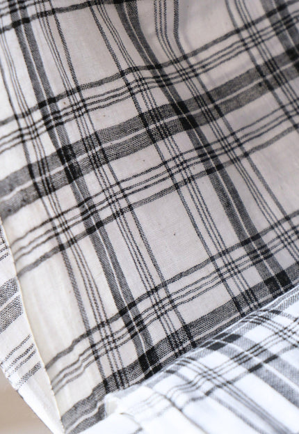Black & White Checkered Bengal Cotton Fabric | 44" Wide | 90 GSM