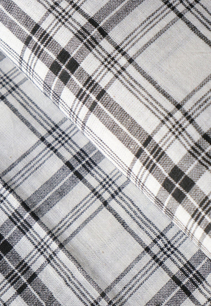 Black & White Checkered Bengal Cotton Fabric | 44" Wide | 90 GSM
