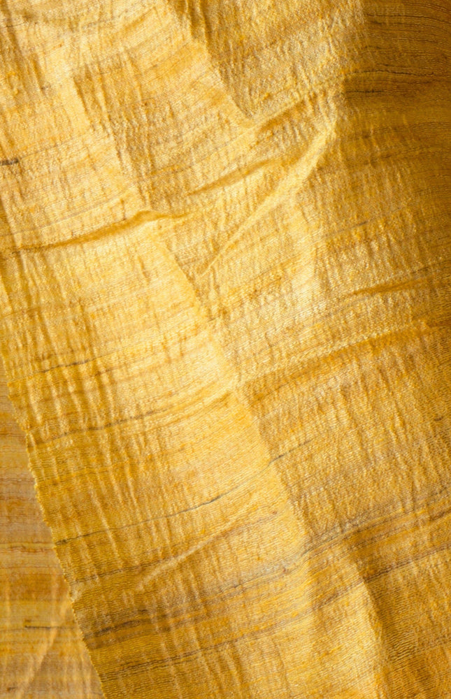 Handwoven Naturally Dyed Tussar Silk Paper-Finish Fabric | Starched Silk | 130 GSM | 44” Wide