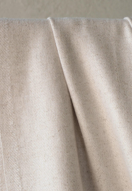 Heavyweight Greige Wool Tweed Fabric, 410 GSM, 56” Wide