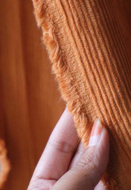 Deep Saffron Cotton Corduroy Fabric, 10 Wale, 58" Wide, 353 GSM