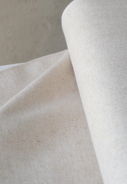 Heavyweight Greige Wool Tweed Fabric, 410 GSM, 56” Wide