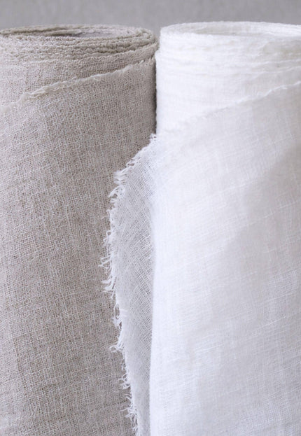 Hemp Sheer Gauze Fabric, White & Natural Gray, 54" Wide, 80 GSM