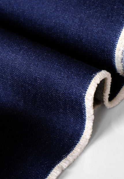 Pure Indigo Washed Denim Fabric, 16 oz Heavyweight Cotton Denim Twill, 56” Wide for Jeans & Jackets