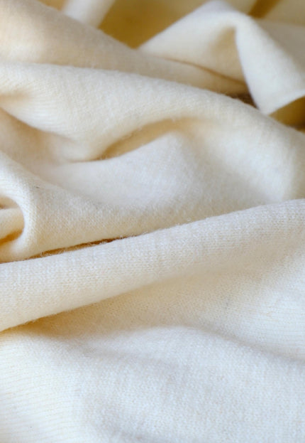 Boiled Yak Wool Knitted Fabric, 450 GSM Heavyweight Wool Knit, 58” Wide Natural Ivory Winter Fabric