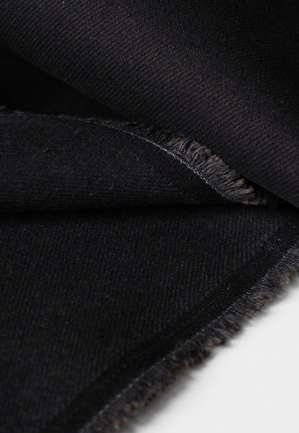 Jet Black Cotton Drill Fabric | Heavyweight Twill | 56" Wide | 350 GSM