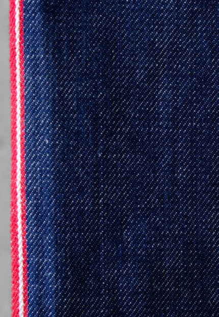 Handwoven Indigo Cotton Denim Fabric, Lightweight (210 GSM) Twill with 2 Red Selvedge