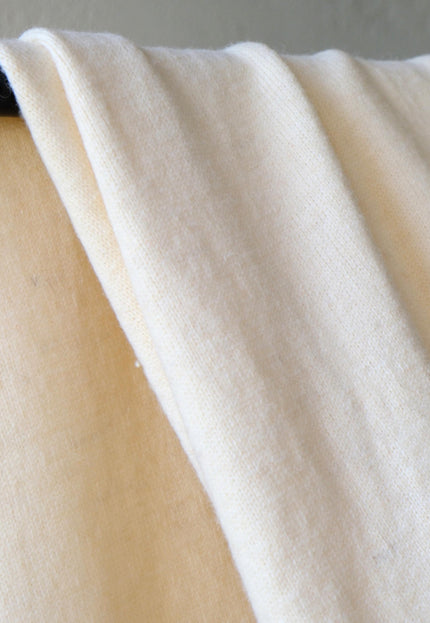 Boiled Yak Wool Knitted Fabric, 450 GSM Heavyweight Wool Knit, 58” Wide Natural Ivory Winter Fabric