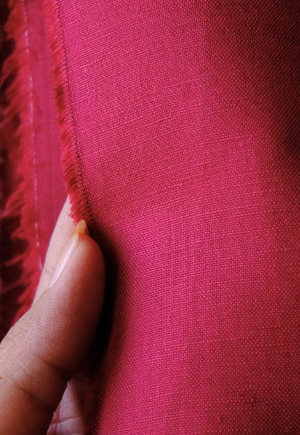 Cotton Linen Fabric for Shirts, Dresses & Home Textiles, Red/White, 54" Wide