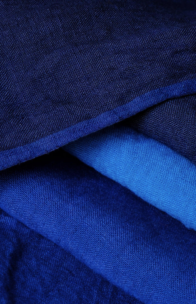 Pure Indigo Linen Fabric: 170 GSM, 58" Wide - By The Yard