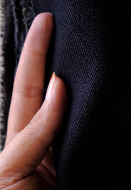 Jet Black Cotton Drill Fabric | Heavyweight Twill | 56" Wide | 350 GSM