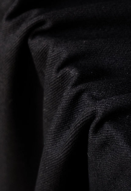 Jet Black Cotton Drill Fabric | Heavyweight Twill | 56" Wide | 350 GSM