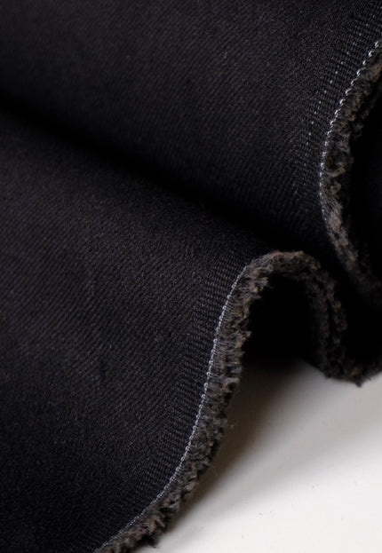 Jet Black Cotton Drill Fabric | Heavyweight Twill | 56" Wide | 350 GSM