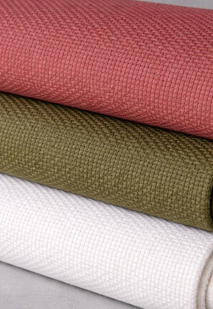 Pure Cotton Hopsack Weave Fabric by the yard, 260 GSM, 54" Wide