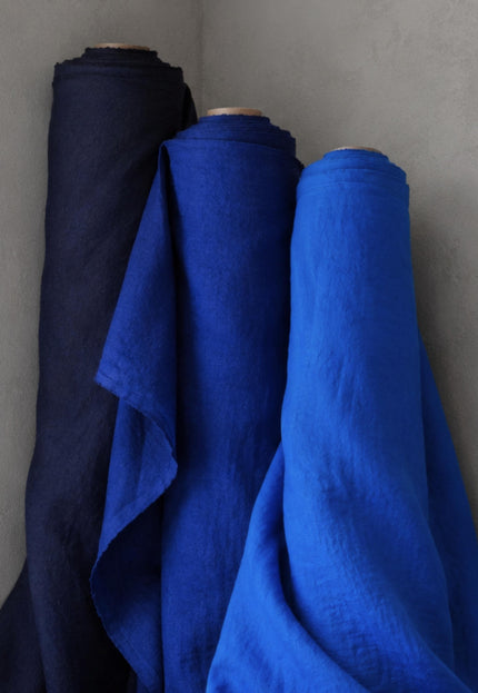 Pure Indigo Linen Fabric: 170 GSM, 58" Wide - By The Yard