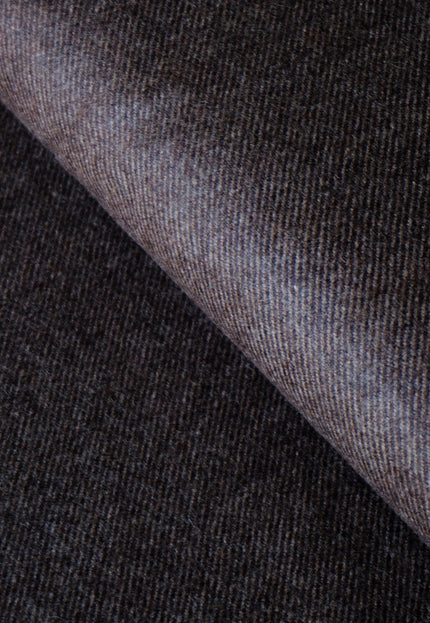 Deep Brown Yak Wool Twill Tweed Fabric, 58" wide, 373 GSM