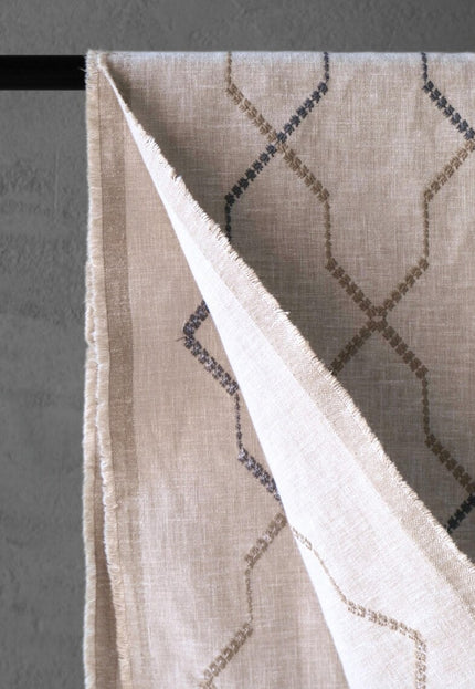 Embroidered Cotton-Linen Fabric (Greige), 47" Wide, 220 GSM