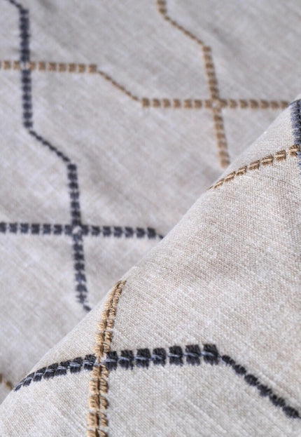 Embroidered Cotton-Linen Fabric (Greige), 47" Wide, 220 GSM