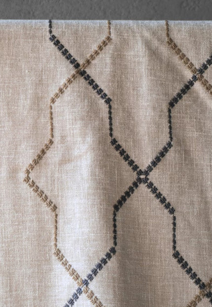 Embroidered Cotton-Linen Fabric (Greige), 47" Wide, 220 GSM