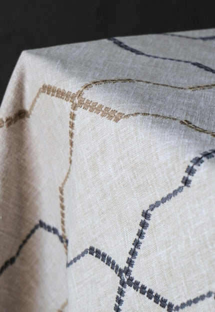 Embroidered Cotton-Linen Fabric (Greige), 47" Wide, 220 GSM