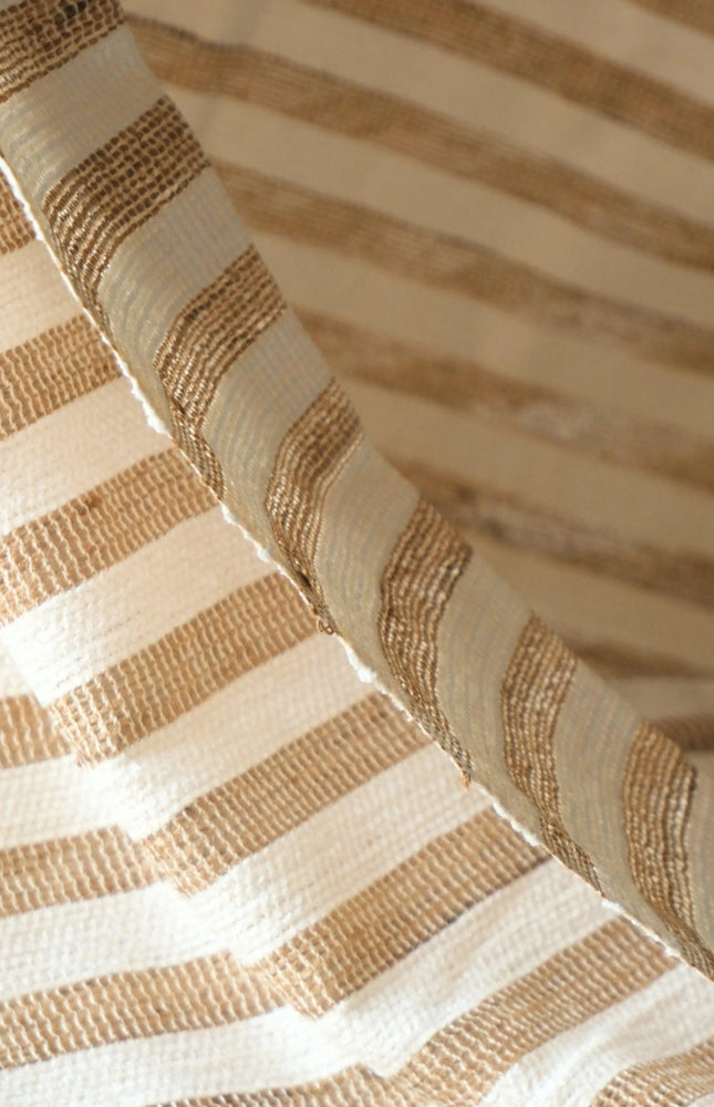 Handloom Eri Silk Fabric with Silk Pile Stripes | 44” Wide | 125 GSM