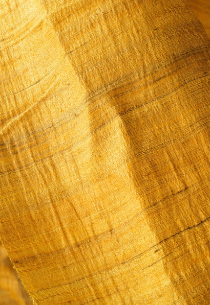 Handwoven Naturally Dyed Tussar Silk Paper-Finish Fabric | Starched Silk | 130 GSM | 44” Wide