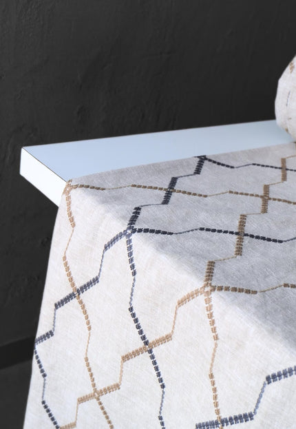 Embroidered Cotton-Linen Fabric (Greige), 47" Wide, 220 GSM