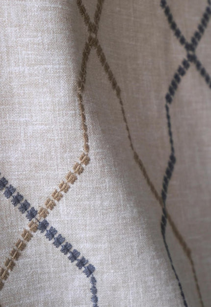 Embroidered Cotton-Linen Fabric (Greige), 47" Wide, 220 GSM