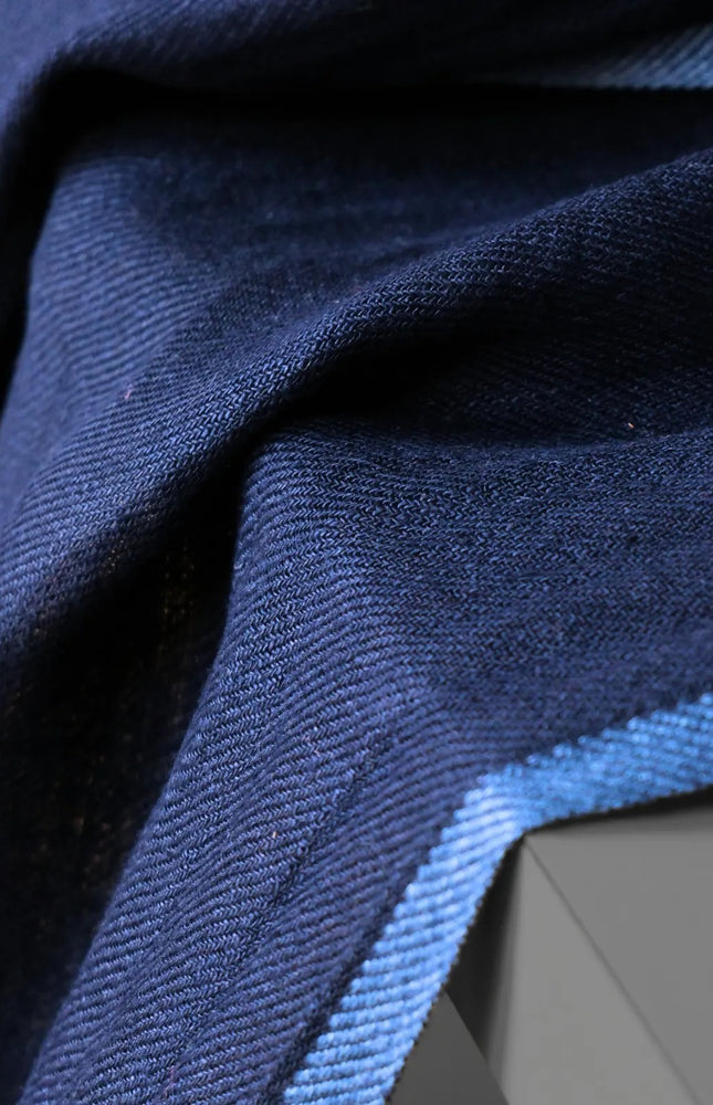 Military Green & Indigo Merino Wool - Linen Fabric | 54” Wide | 220 GSM